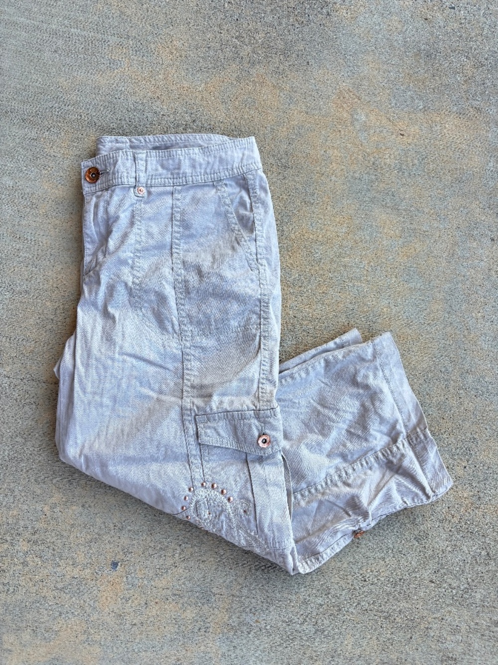 Y2K Style Embellished Low Rise Cargo Capris